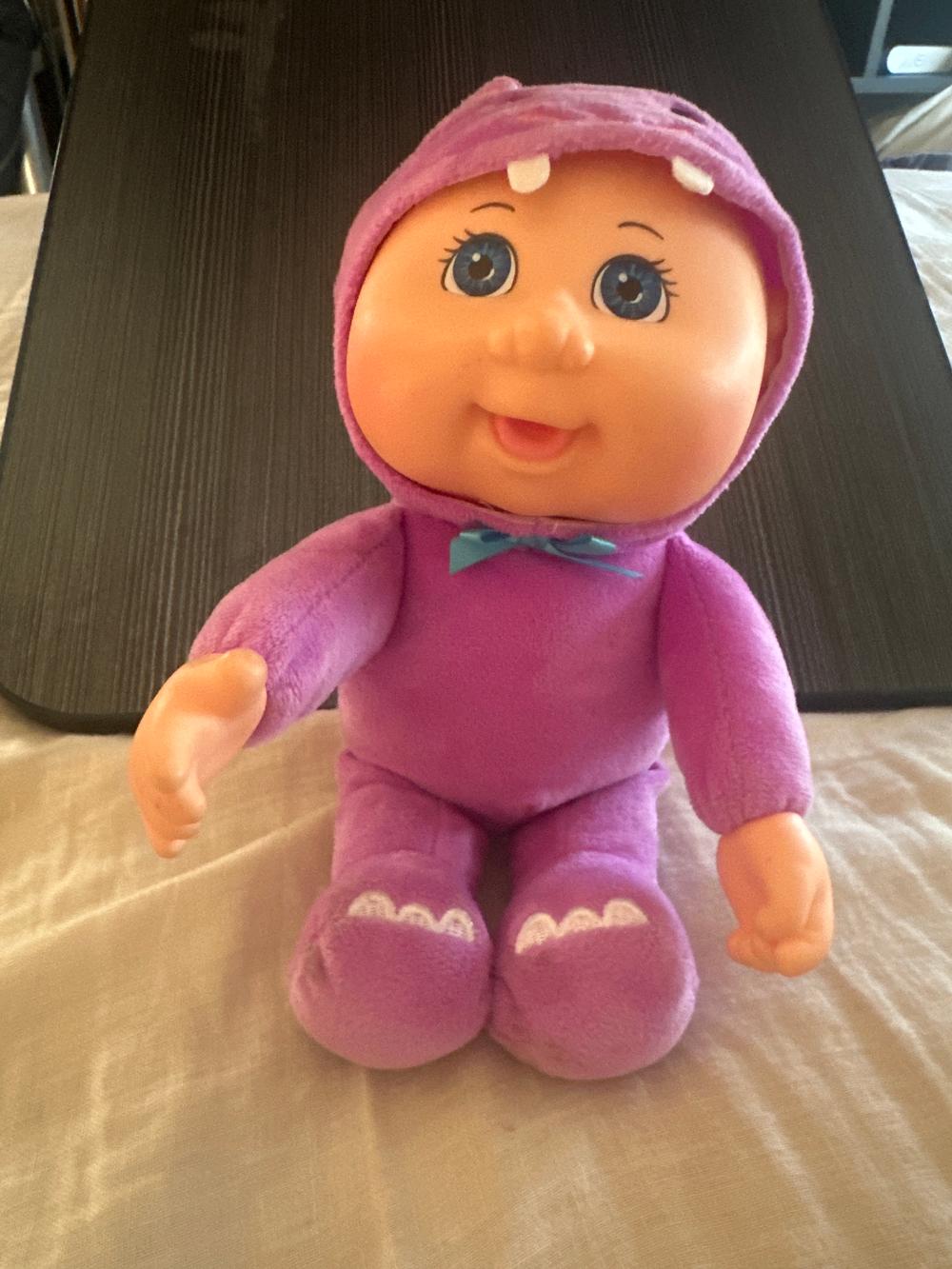 Cabbage Patch Kids Cutie Plush Doll in Purple Dino Hoodie