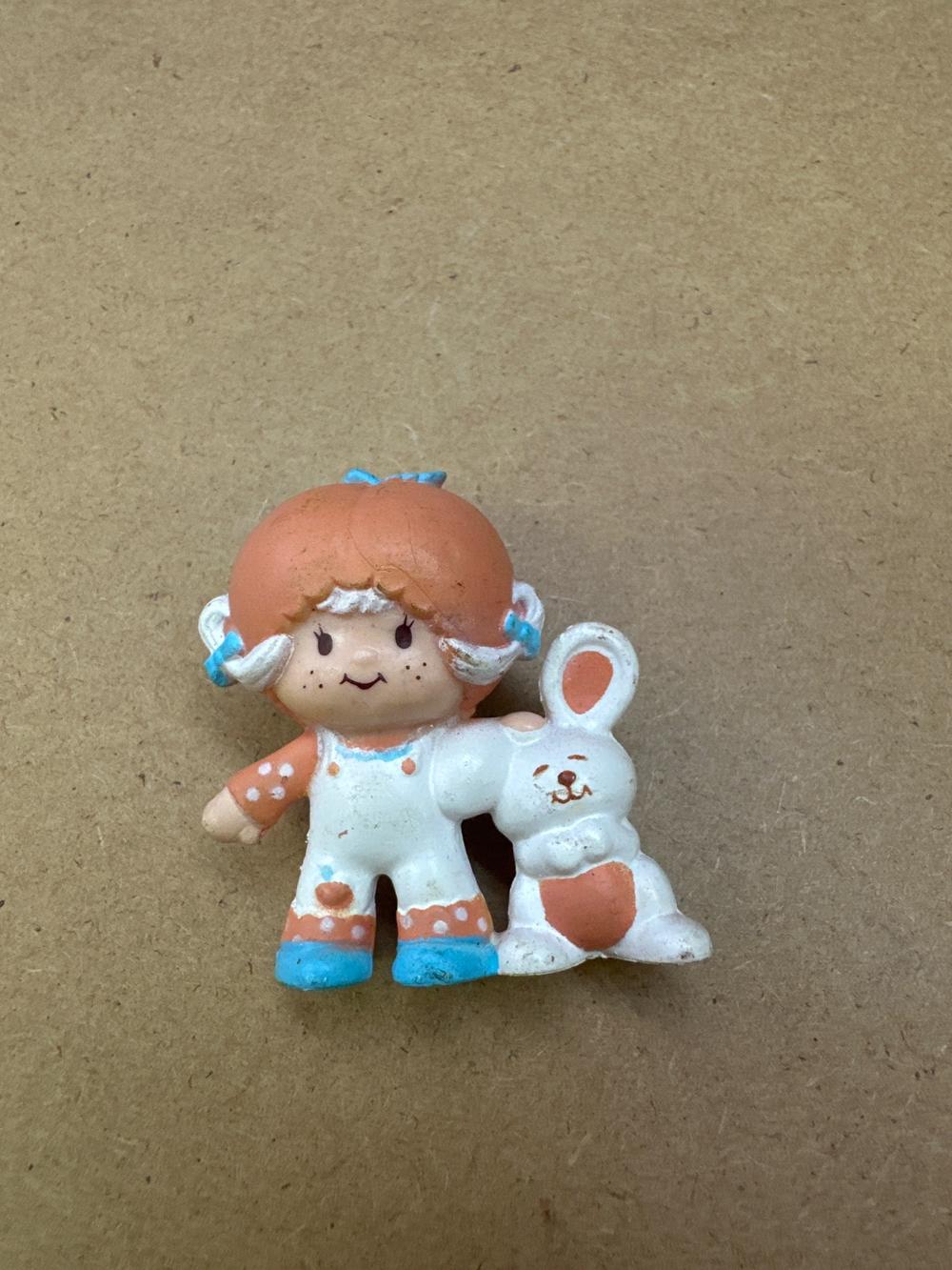 Vintage Strawberry Shortcake-Style Girl and Bunny Figurine