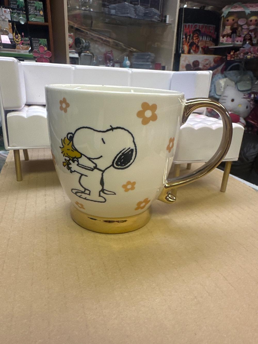 Snoopy and Woodstock Mug with Gold Handle
