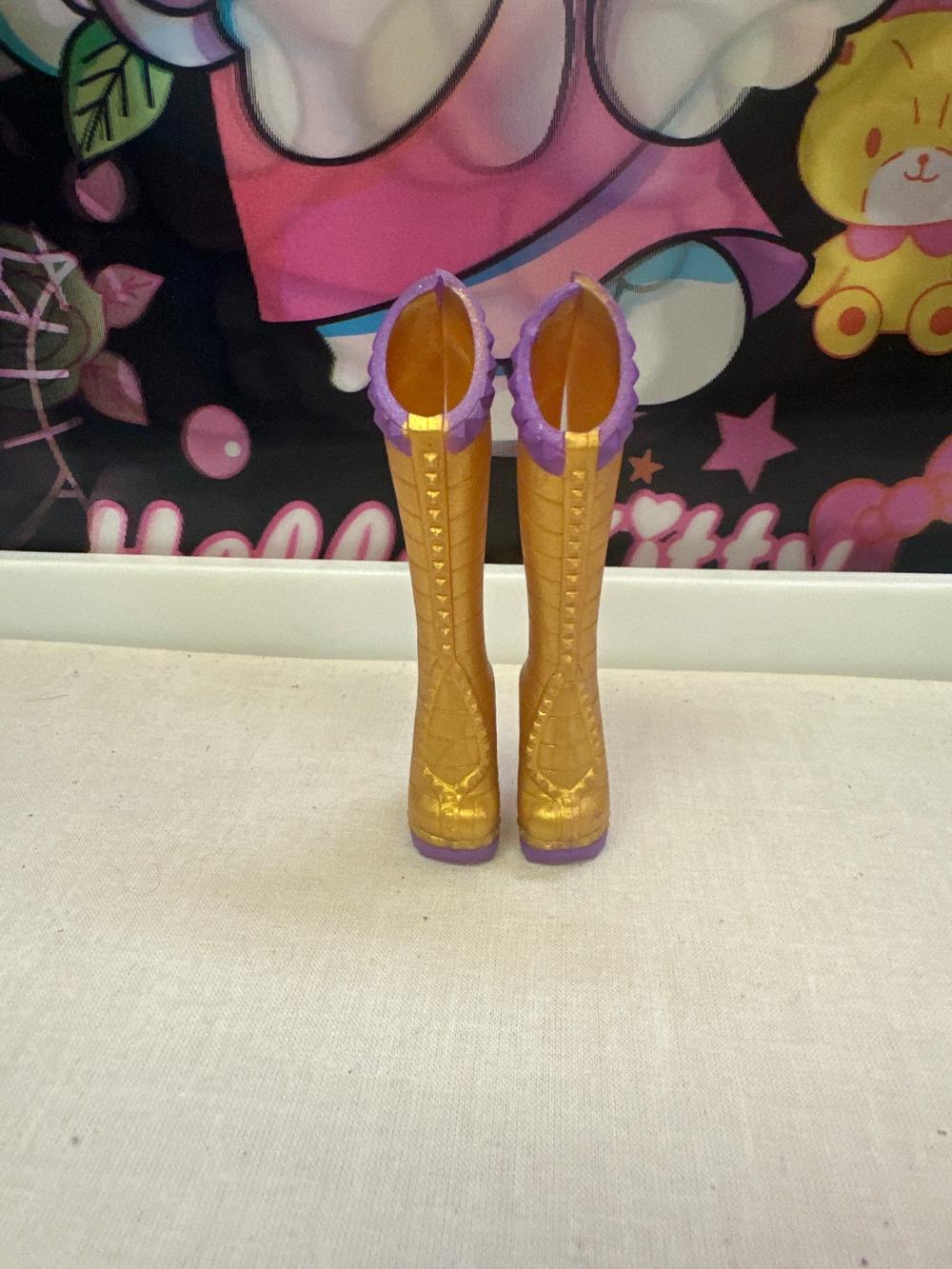 Gold and Purple Doll Boots