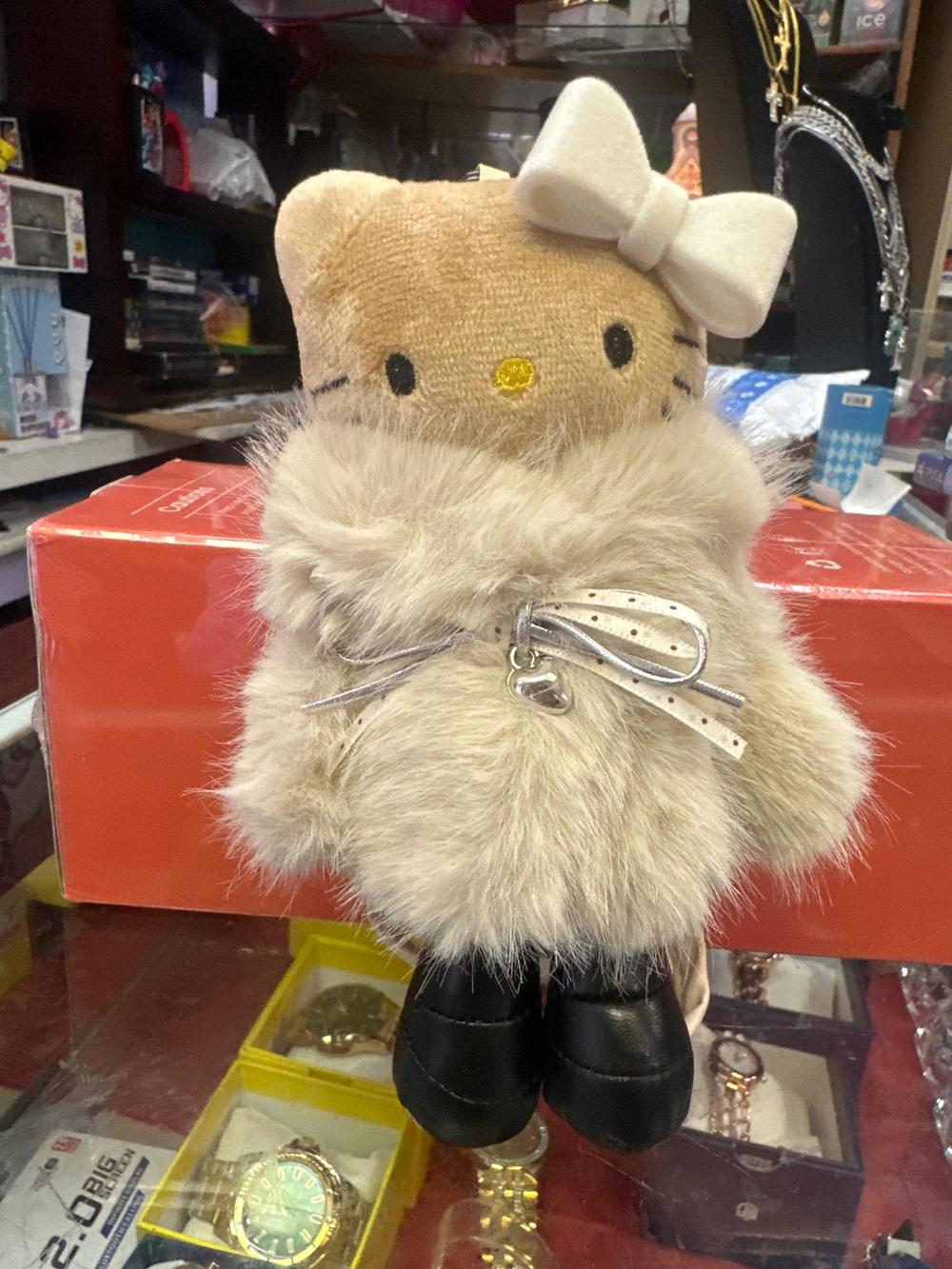 Furry Coat Hello Kitty Plush With Bow