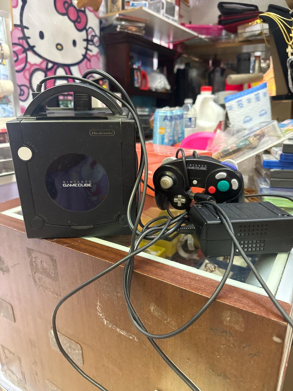 Black Nintendo GameCube Console With Controller and Cables