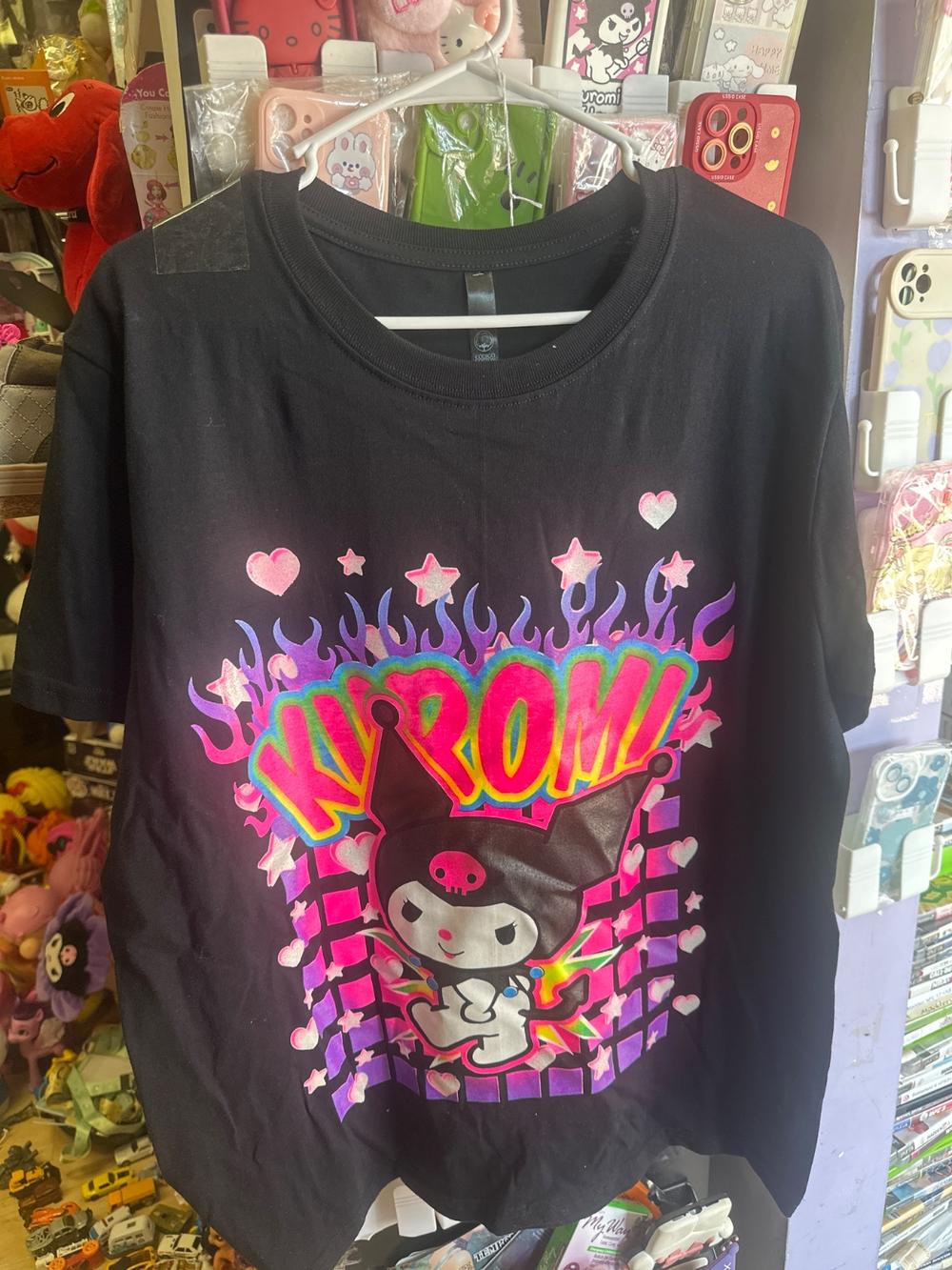 Kuromi Flame Graphic Black Tee