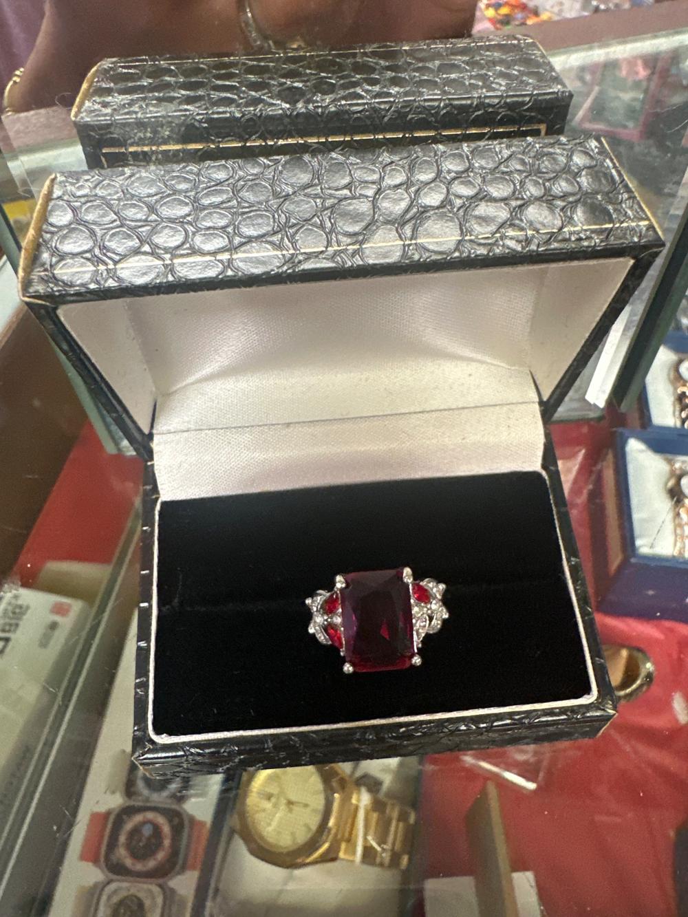 Deep Red Cocktail Ring in Vintage Box
