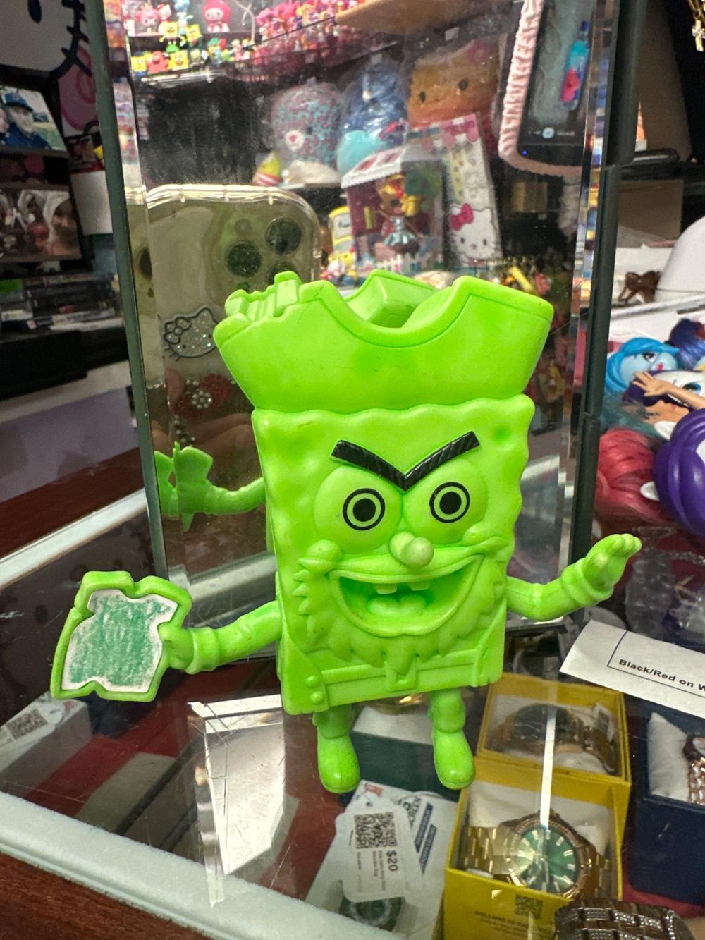 Green Sneering SpongeBob Figure with Krabby Patty