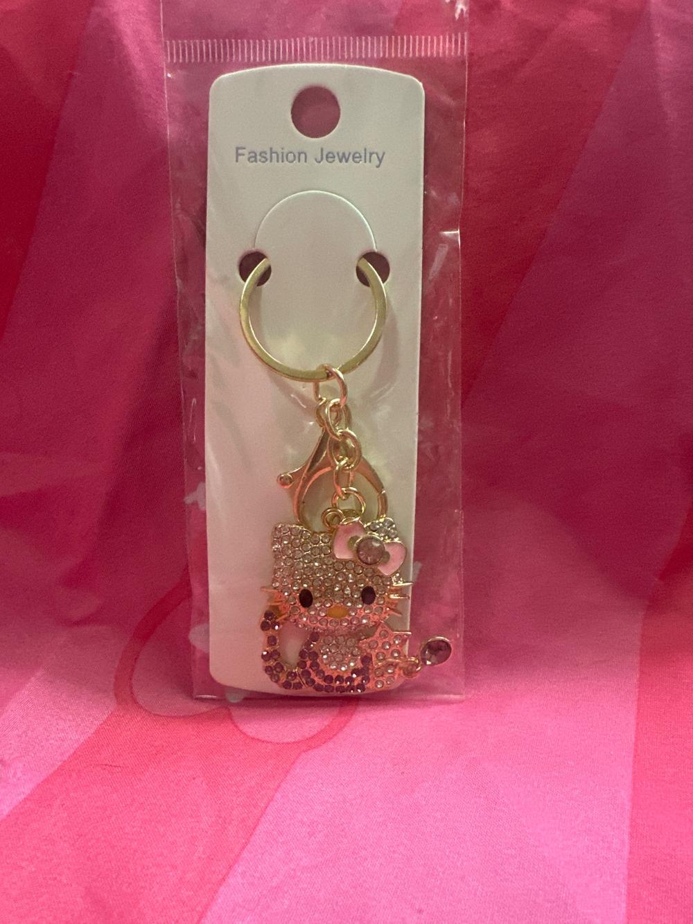 Rhinestone Kitty Keychain