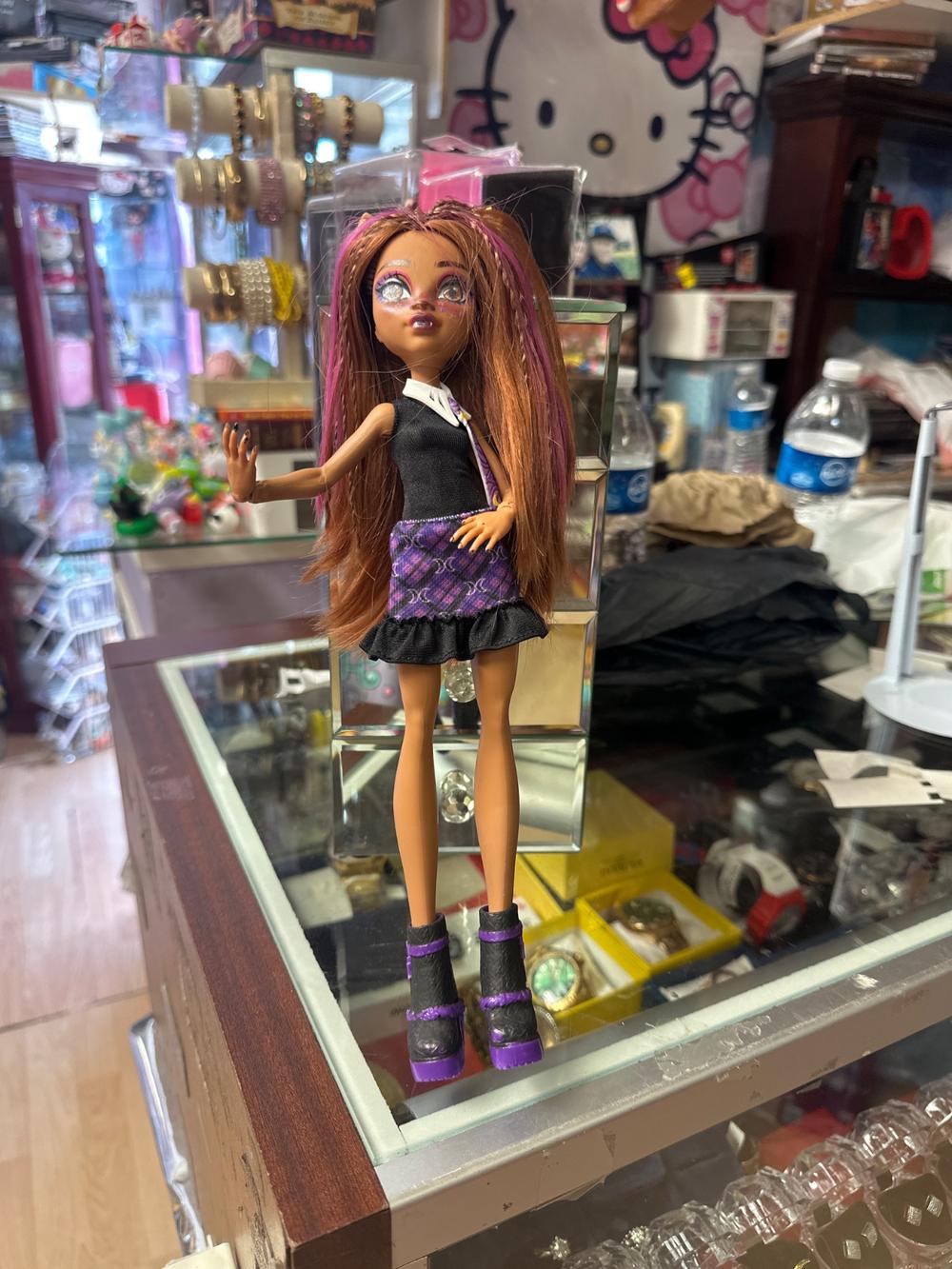 Monster High Doll With Pink Streaked Hair And Plaid Skirt
