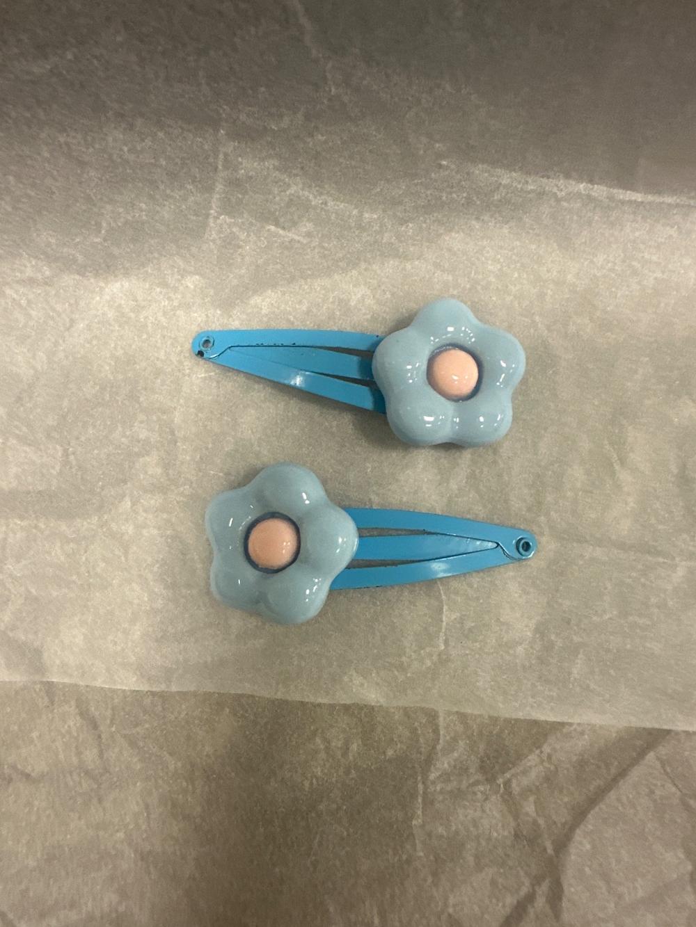 Blue Flower Snap Hair Clips (Set of 2)