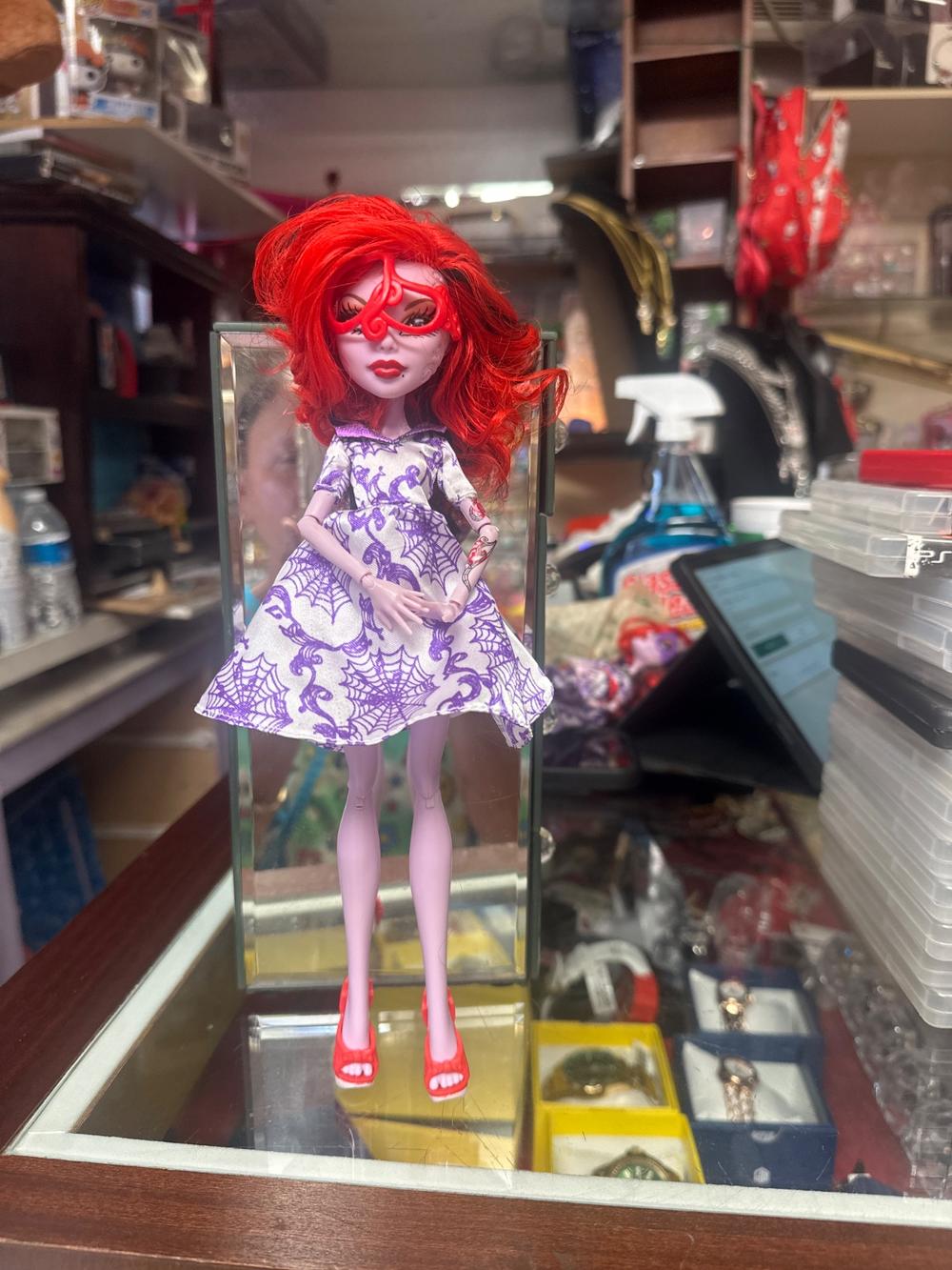 Red-Haired Monster High Doll in Spiderweb Dress