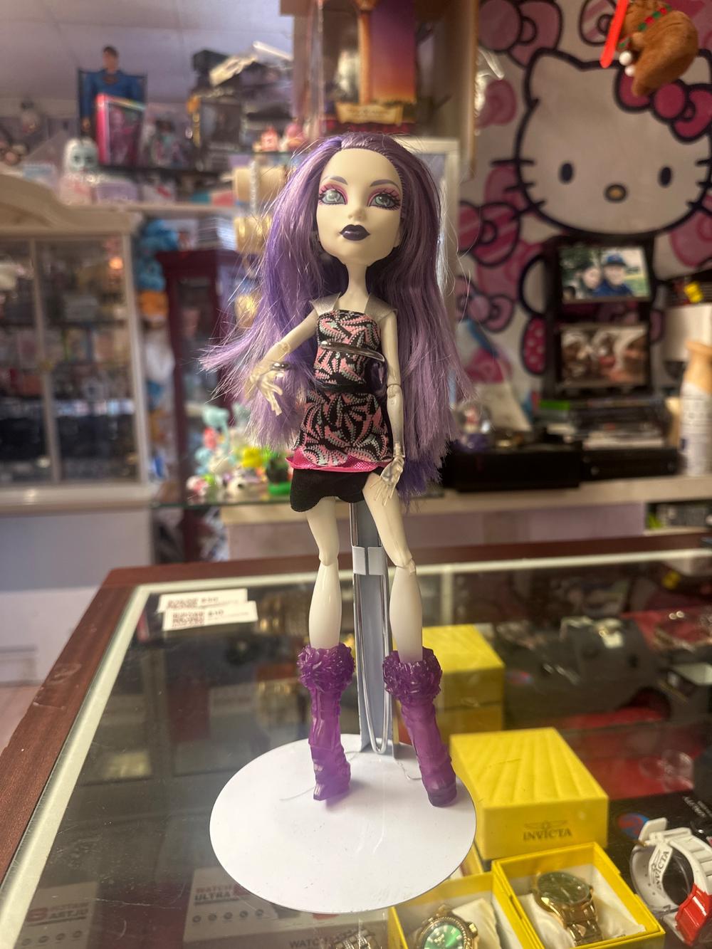 Purple-Haired Monster High Doll with Print Dress