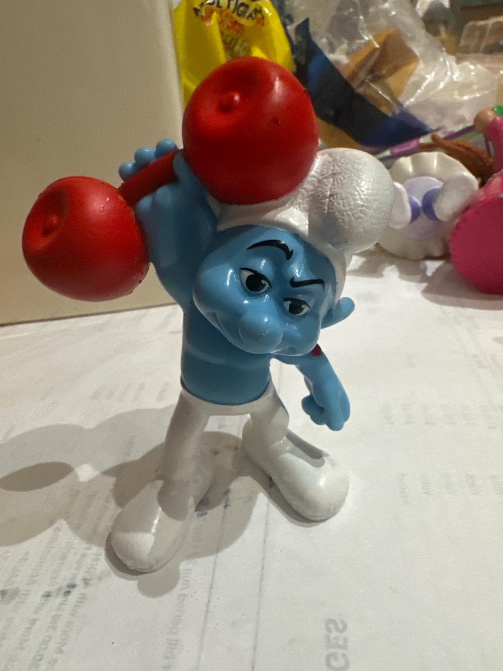 Smurfs Weightlifter Smurf Vintage PVC Figure