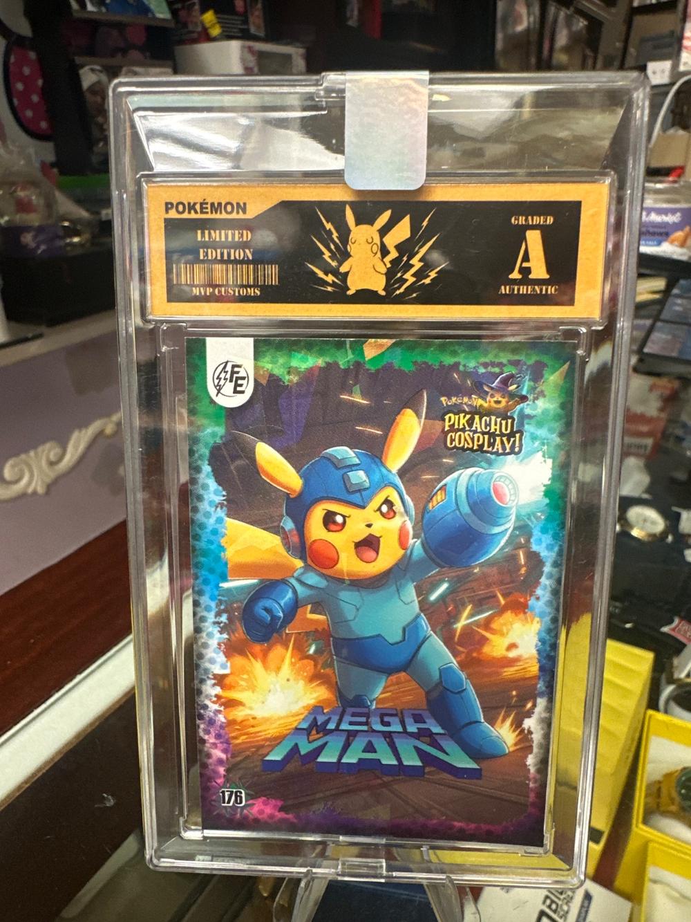 Pokemon Pikachu Cosplay Mega Man Custom Card Graded A