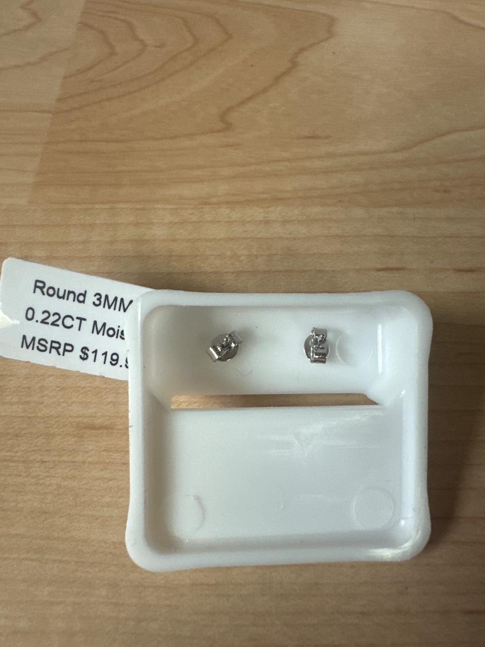 Sterling Silver Moissanite Stud Earrings 3mm 0.22ct Round
