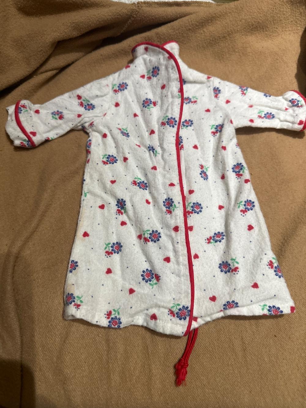 Vintage Doll Robe Floral Heart Print Red Trim (photo 1 of 3)