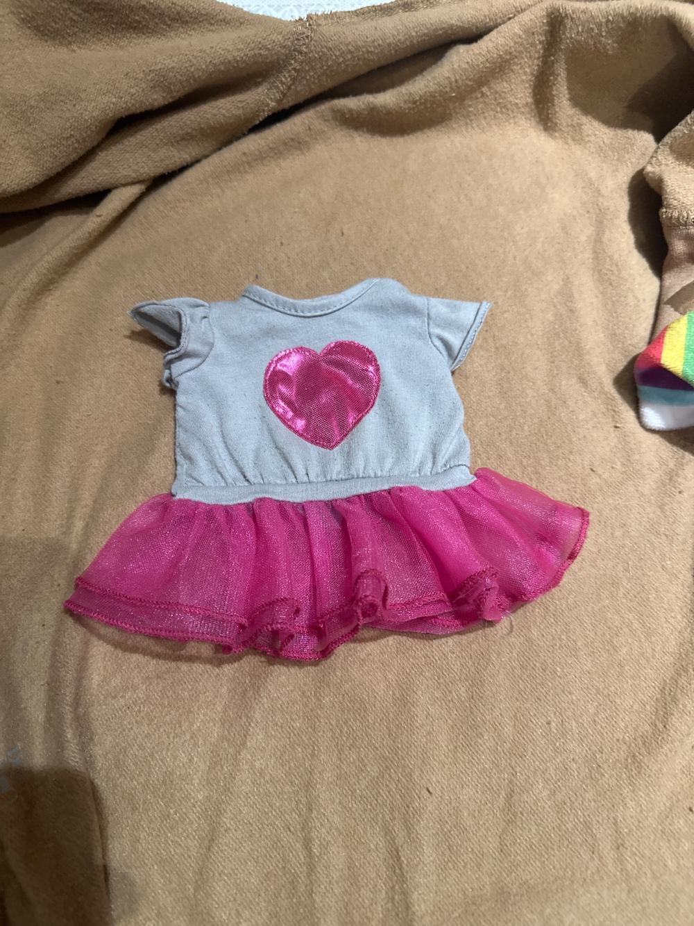 Doll Tutu Dress - Gray Top with Pink Heart & Tulle Skirt (photo 1 of 2)