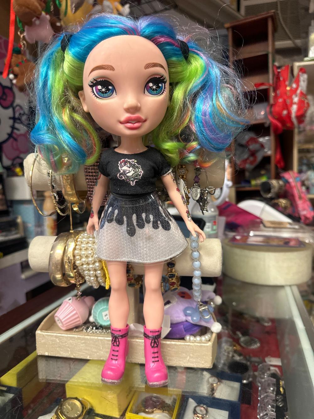 Fashion Doll with Blue/Green Rainbow Hair, Unicorn Tee (photo 1 of 6)