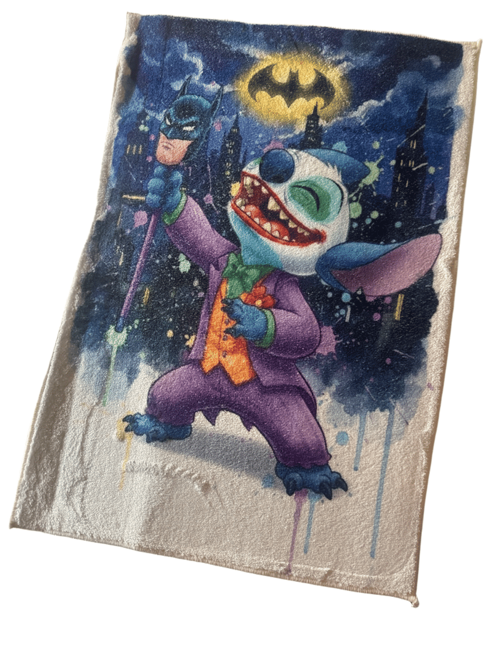Stitch as Joker Bath Mat with Batman Design, Purple/Blue (photo 1 of 3)