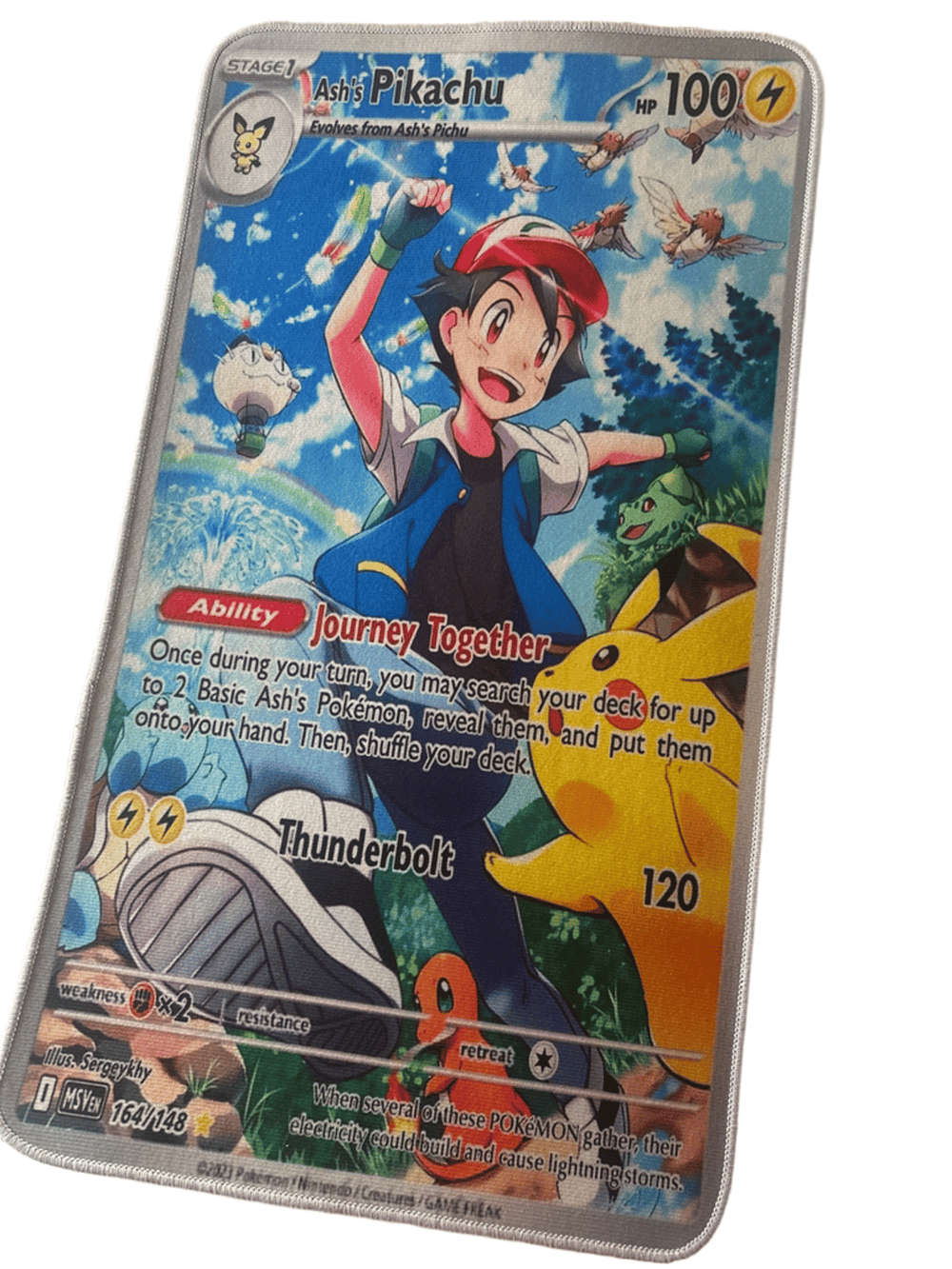 Pokemon Ash's Pikachu Oversized Fabric Card Mat (photo 1 of 3)