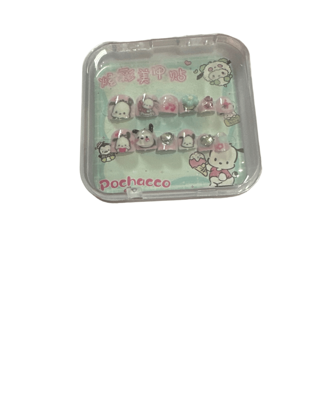 Sanrio Pochacco Press-On Nails Set with Charms, Pink (photo 1 of 3)