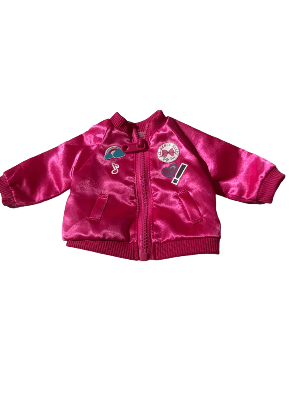 JoJo Siwa Doll Pink Satin Bomber Jacket with Patches (photo 1 of 4)