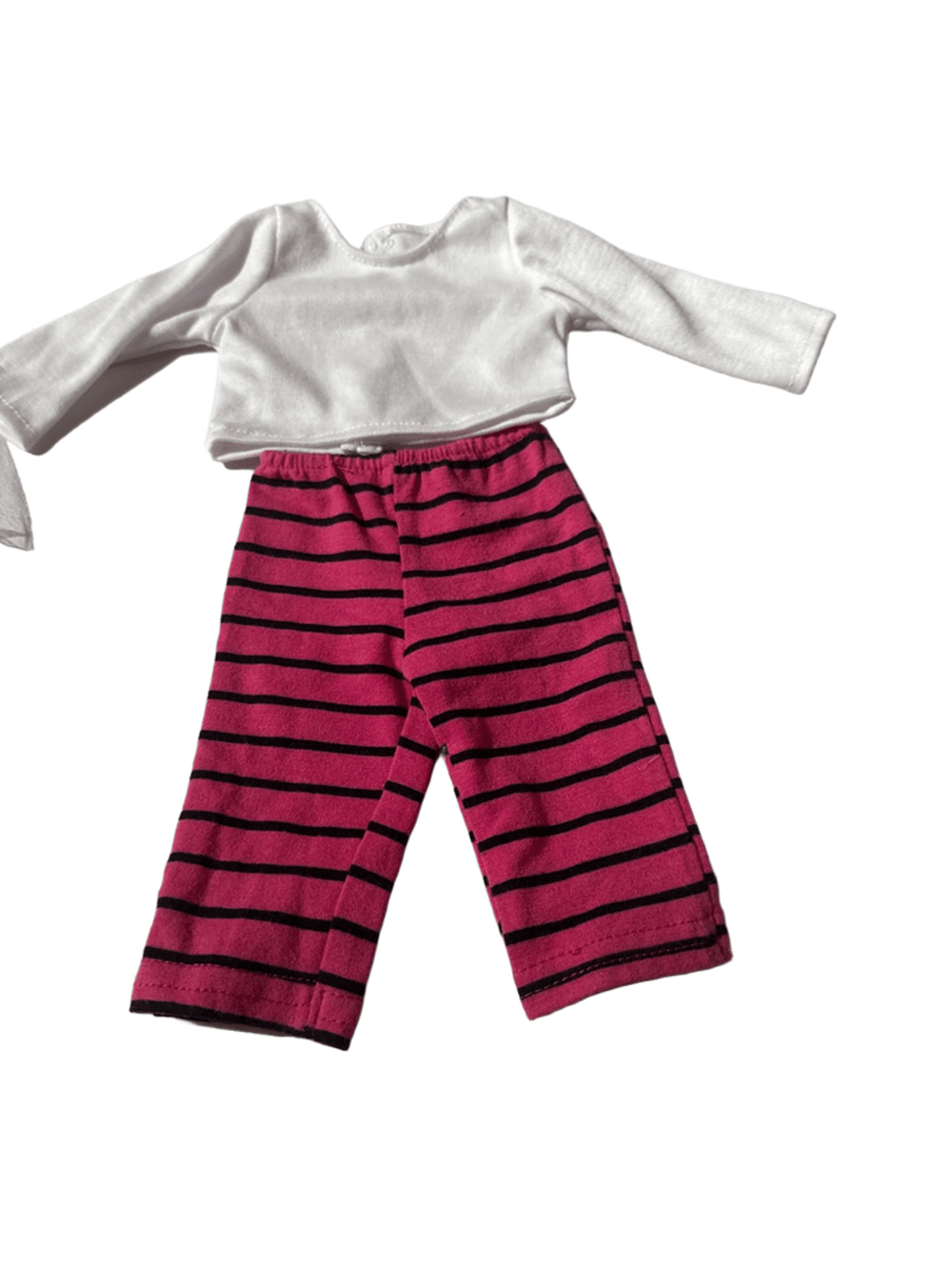 Doll Outfit White Long Sleeve Top & Pink Striped Pants (photo 1 of 4)