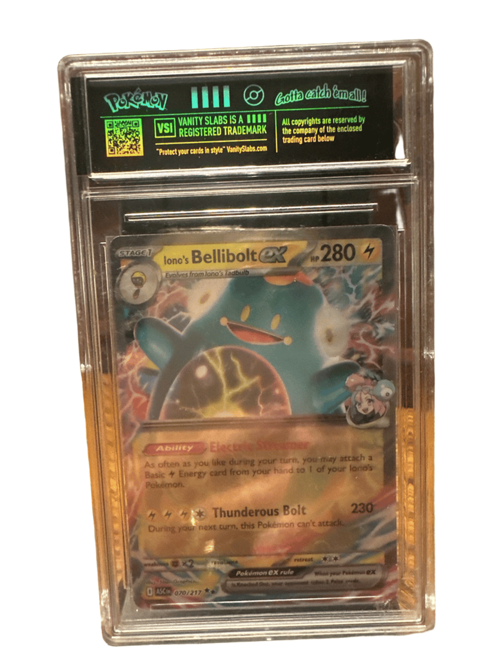 Pokemon Iono's Bellibolt ex 070/217 Card in Vanity Slab Case (photo 1 of 3)