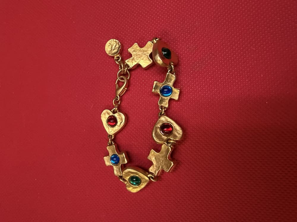 Gold Cross and Heart Bracelet