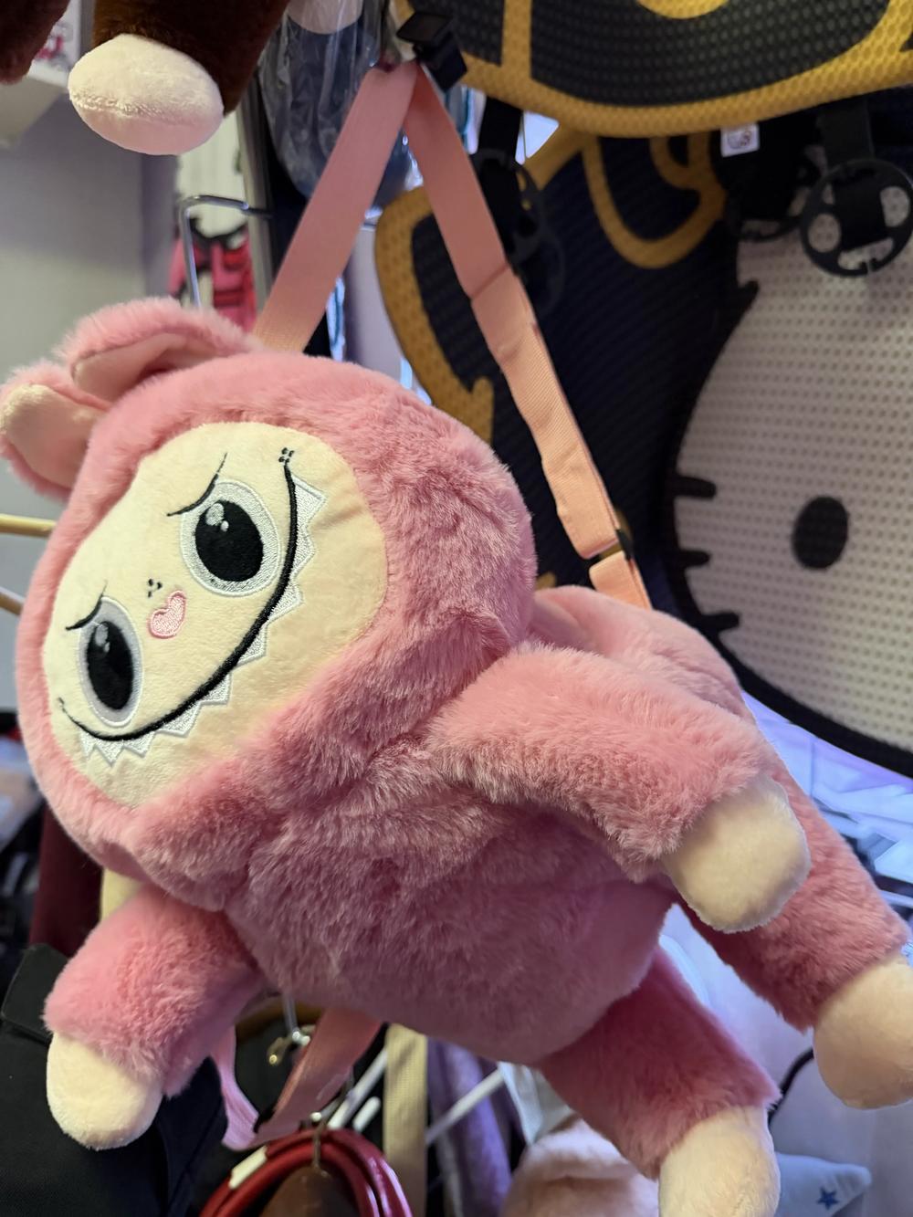 Labubu Pink plush backpack