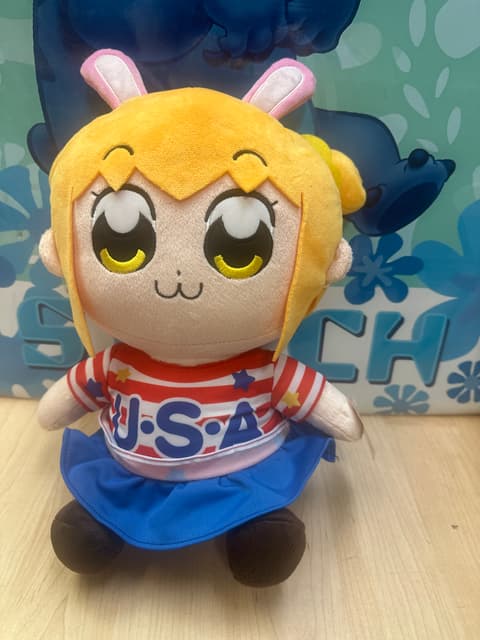 Bunny-Eared Anime Girl Plush in USA Star Shirt