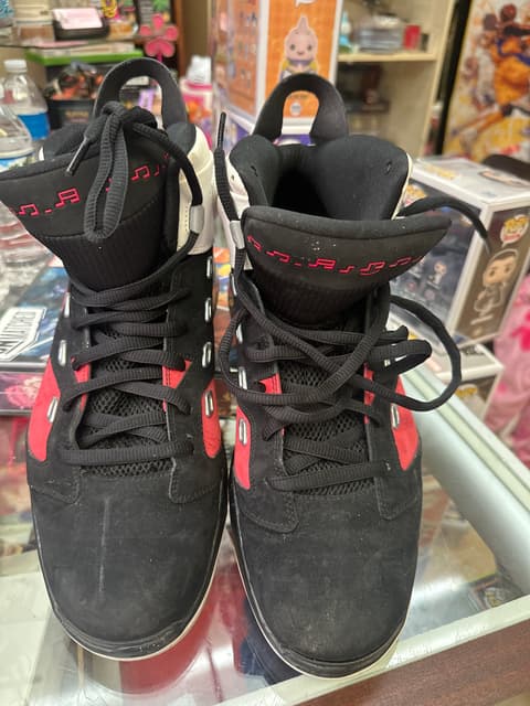 Black Suede High-Top Sneakers With Red Accents