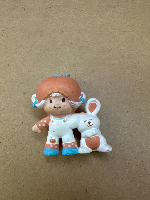 Vintage Strawberry Shortcake-Style Girl and Bunny Figurine