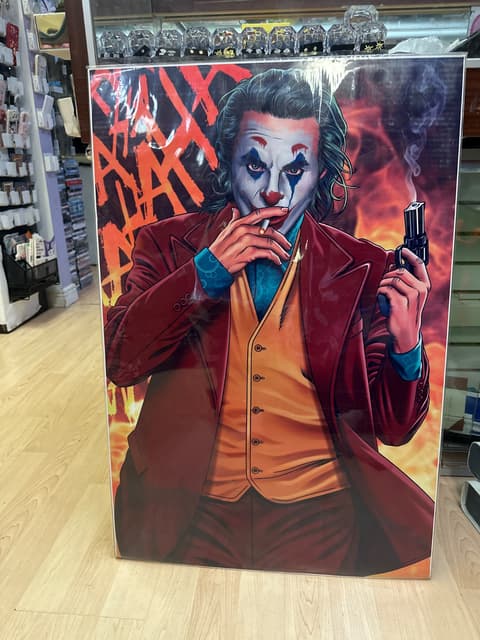 Joker Illustrated Print, Large Framed Poster