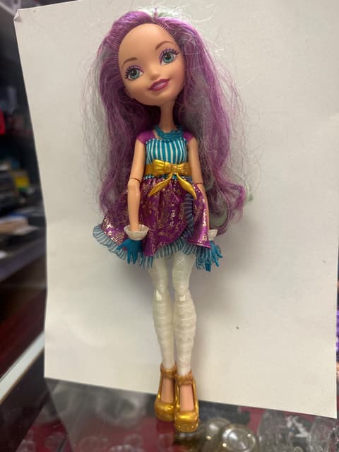 Purple-Haired Fashion Doll in Teal & Gold Dress