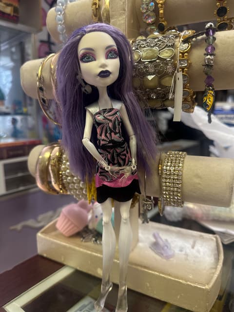 Purple-Haired Monster Doll in Printed Dress
