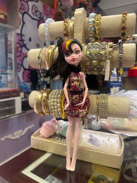 Fashion Doll With Skull Print Dress