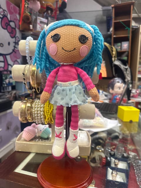 Blue-Haired Button Eye Doll