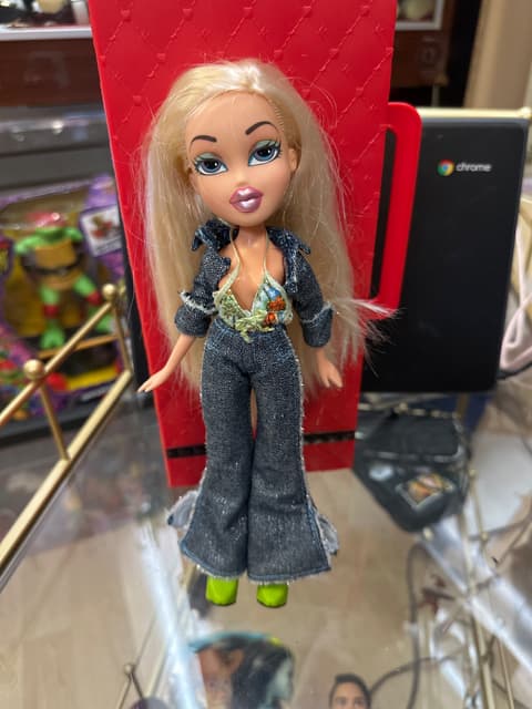 Blonde Bratz Doll in Denim Jumpsuit and Green Boots