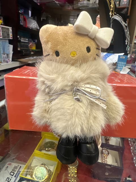 Furry Coat Hello Kitty Plush With Bow