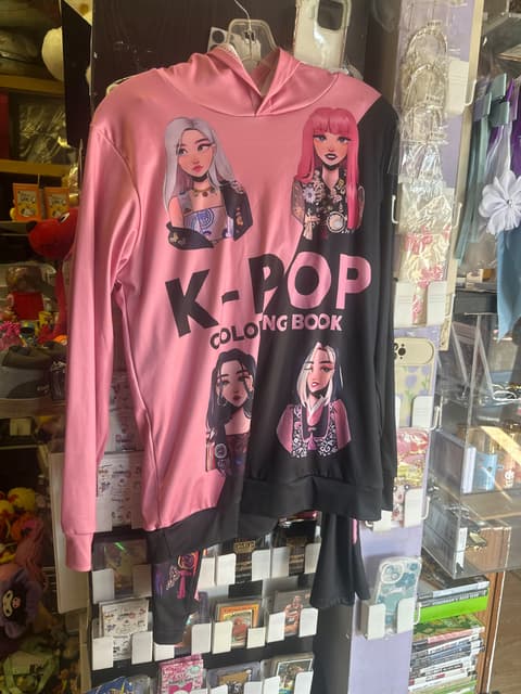 Pink & Black K-Pop Coloring Book Graphic Hoodie
