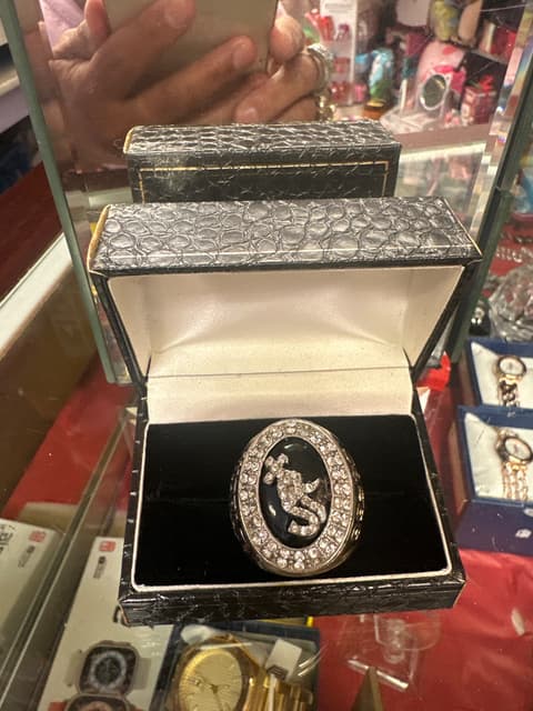 Rhinestone Mermaid Cocktail Ring in Croc-Embossed Box