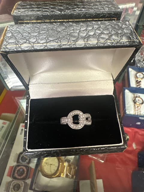 Sparkly Buckle-Motif Ring in Presentation Box