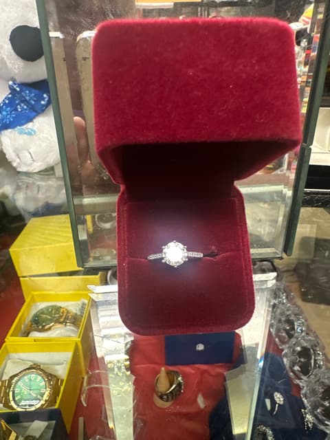 Solitaire Ring in Red Velvet Box