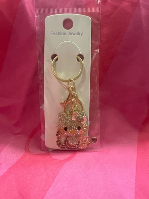 Rhinestone Kitty Keychain