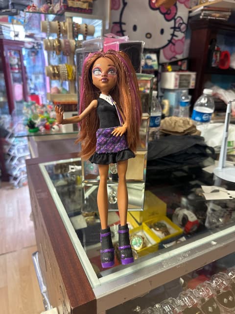 Monster High Doll With Pink Streaked Hair And Plaid Skirt