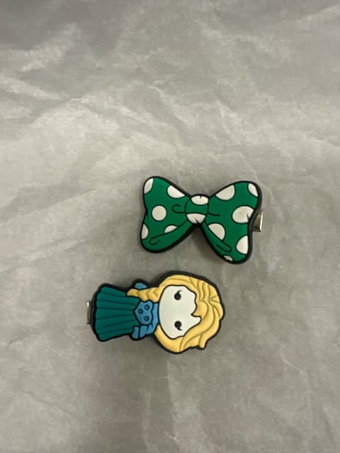 Polka Dot Bow And Girl Charm Pins Set Of 2