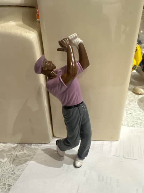 Golfer Figurine Mid Swing Purple Polo Collectible Statue