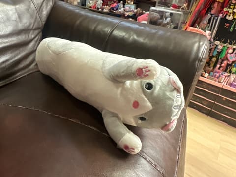 Long Body Cat Plush Pillow - Gray/White Cylinder Cat