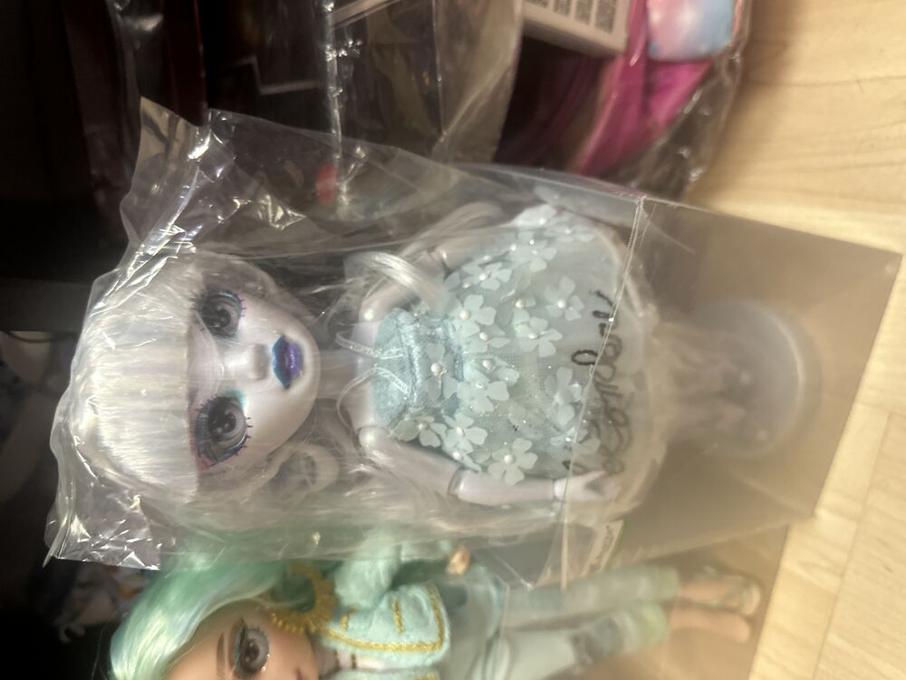 Ghost-Pale Fashion Doll in Mint Floral Dress