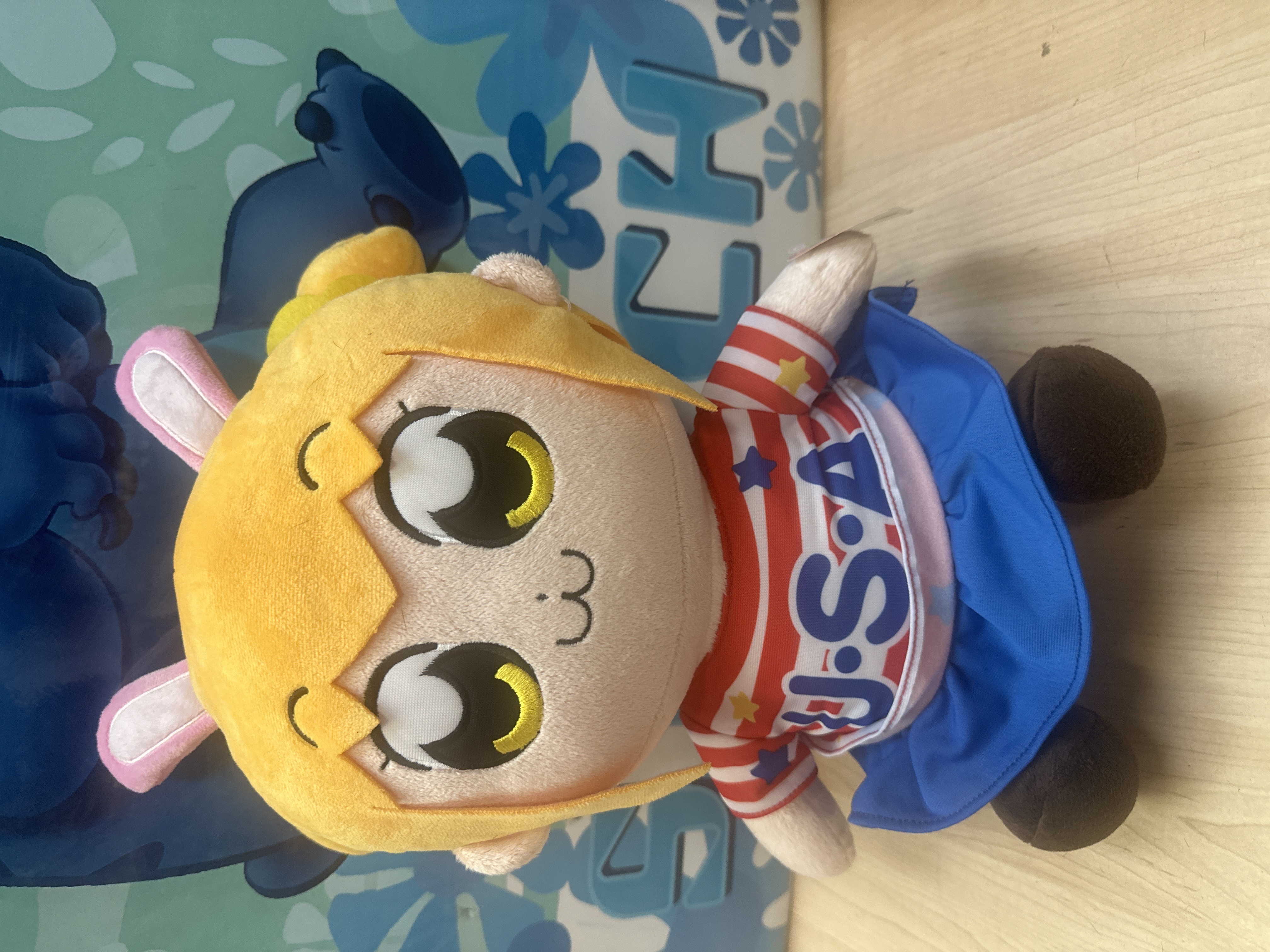 Bunny-Eared Anime Girl Plush in USA Star Shirt