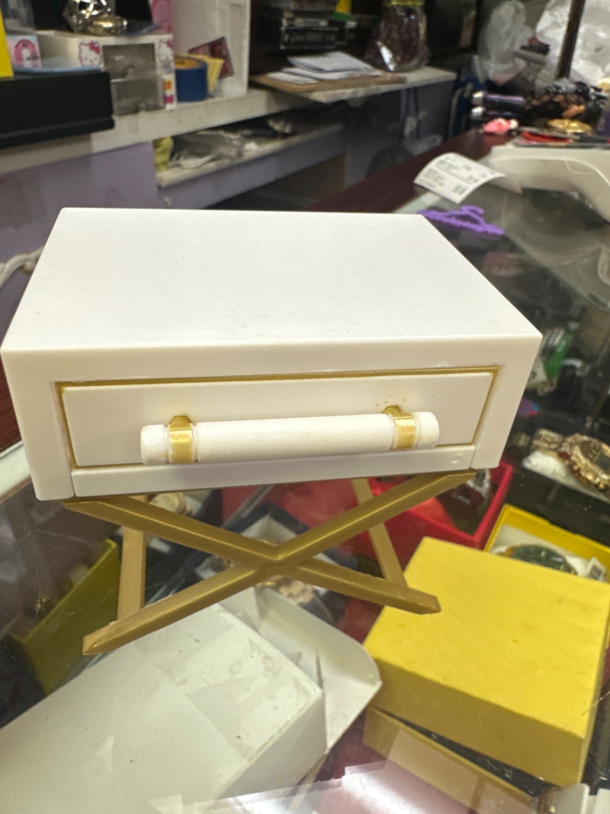 White and Gold X-Leg Mini Campaign Table